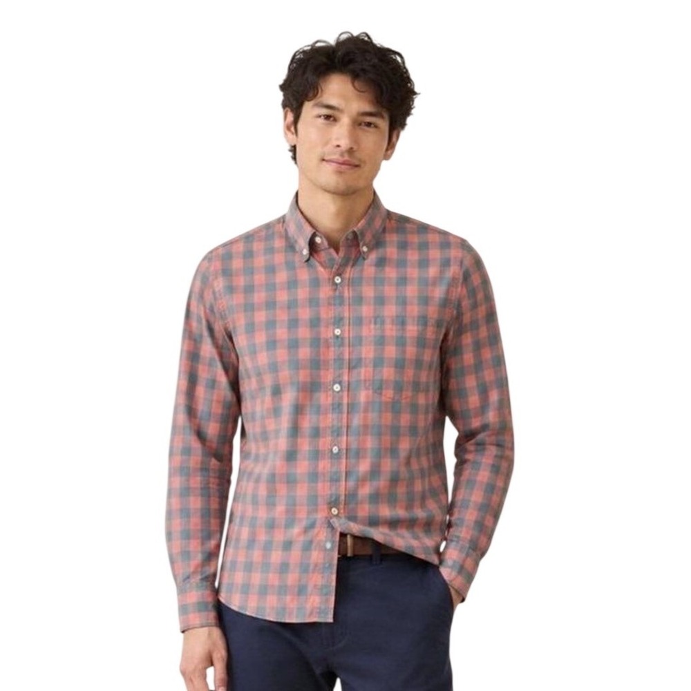 J.Crew Mens Slim Fit Cotton Buffalo Check Button Down Shirt Orange Blue M 49208